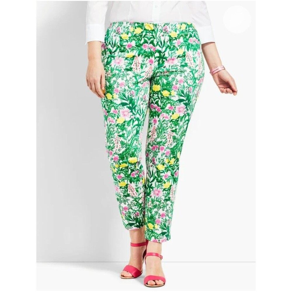 RSVP by Talbots Womens 16W Floral Print Ankle Pants Side Zip Summer